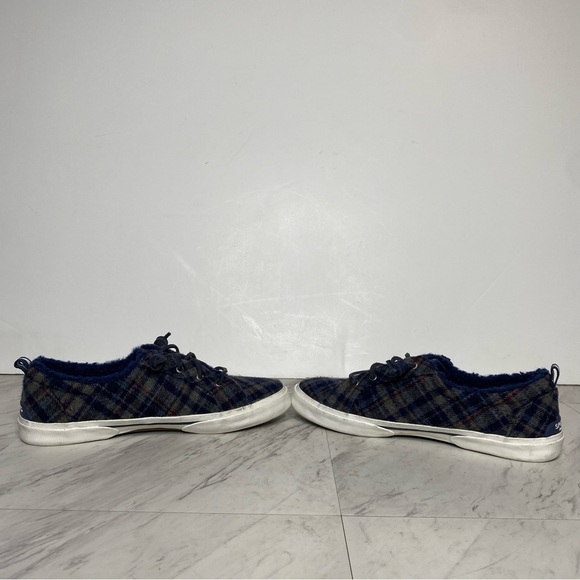 New! Sperry Pier Wave Blue Plaid Slip On Sneaker 9 - Picture 5 of 14